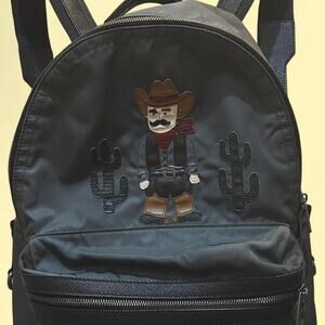 Dolce & Gabbana #DGFamily Vulcano Cowboy Patch LG Backpack in Black/Slate